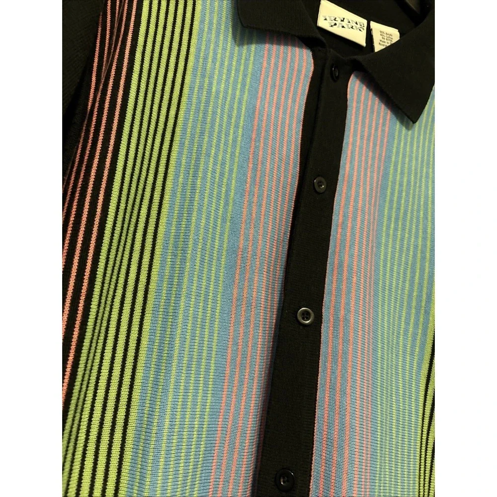 Vtg Irvine Park Button Up Knit Shirt Mens Rockabilly Preppy Collared Retro XL - Picture 3 of 5